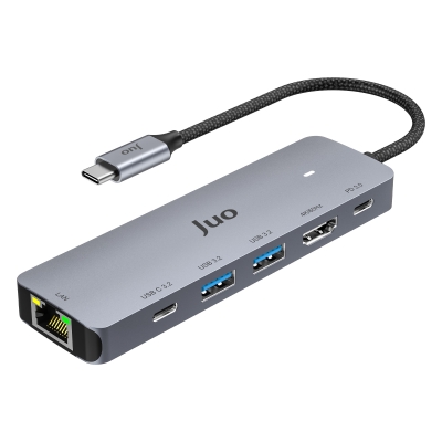 Juo Type-C 5Gbps 100W 4K 60Hz HDMI Gigabit Ethernet Dönüştürücü USB 3.2 Çoklayıcı Hub - Juo