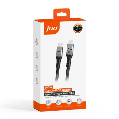 Juo USB 4.0 240W 40Gbps Thunderbolt 4 8K 60Hz USB-C Görüntü Aktarım ve Type-C Hızlı Şarj ve Data Kablosu 1 Metre - 6