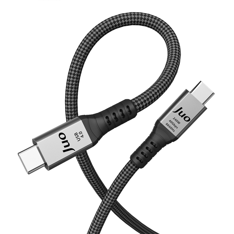 Juo USB 4.0 240W 40Gbps Thunderbolt 4 8K 60Hz USB-C Görüntü Aktarım ve Type-C Hızlı Şarj ve Data Kablosu 1 Metre - 2