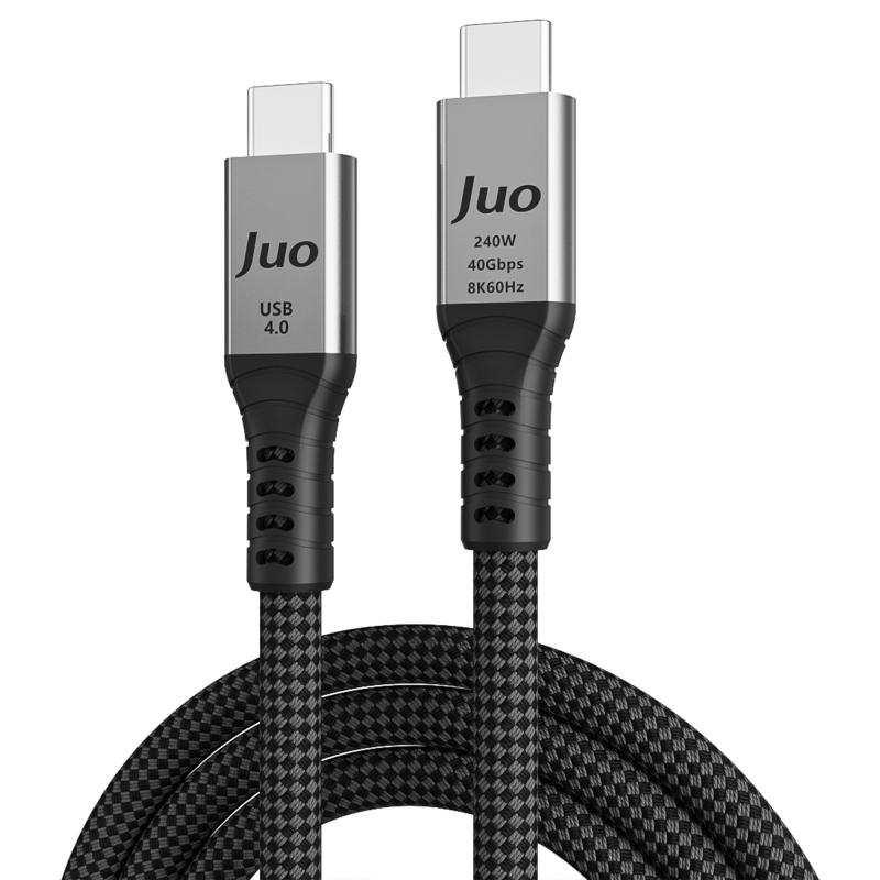 Juo USB 4.0 240W 40Gbps Thunderbolt 4 8K 60Hz USB-C Görüntü Aktarım ve Type-C Hızlı Şarj ve Data Kablosu 1 Metre - 1