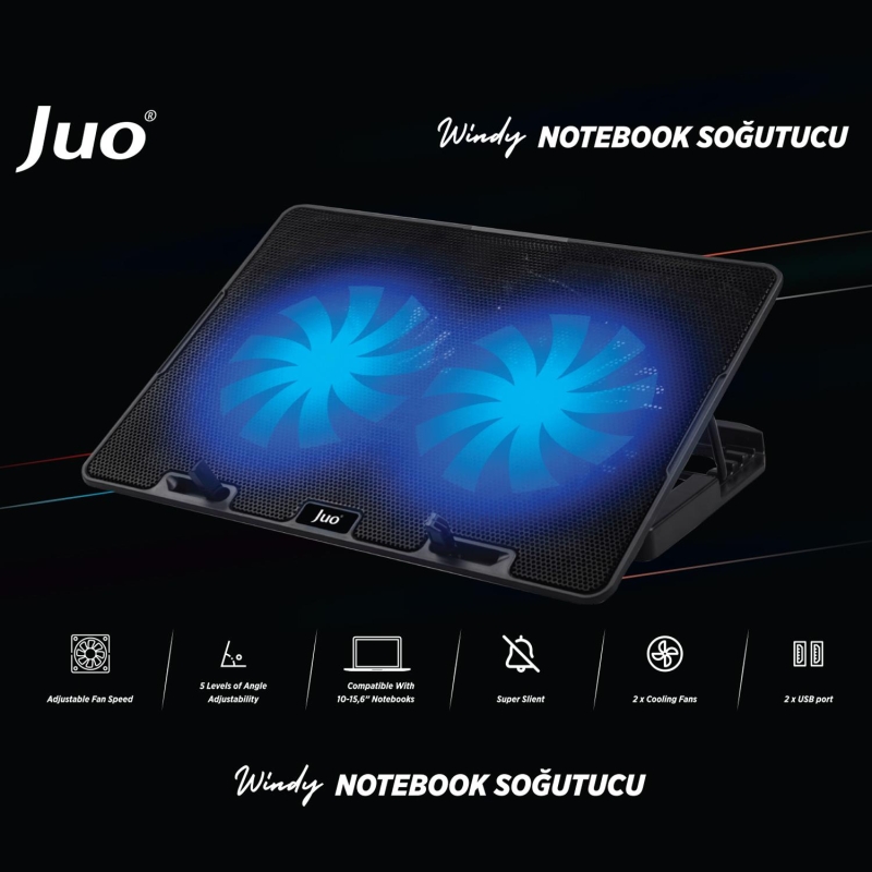 Juo Windy LED Aydınlatmalı Notebook Soğutucu - 2