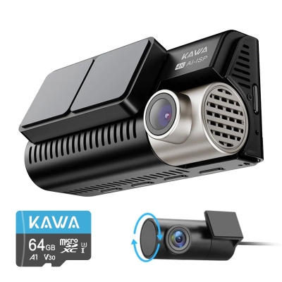 Kawa D11 2 Kameralı Ön / Arka 4K+1080P Sony STARVIS Sensörlü Yapay Zeka Destekli Wi-Fi GPS'li Araç Kamerası - Kawa