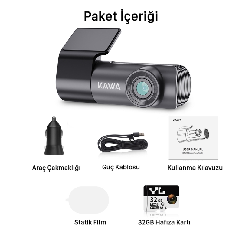 Kawa D5 Gen2 2K 1296P WiFi 145° Geniş Açı Lens Gece Görüşlü 32GB Hafıza Kartlı Akıllı Araç Kamerası - 10