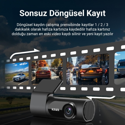 Kawa D6 3K 1620P WDR WiFi 145° Geniş Açı Lens Araç Kamerası + 32GB Hafıza Kartı - 5