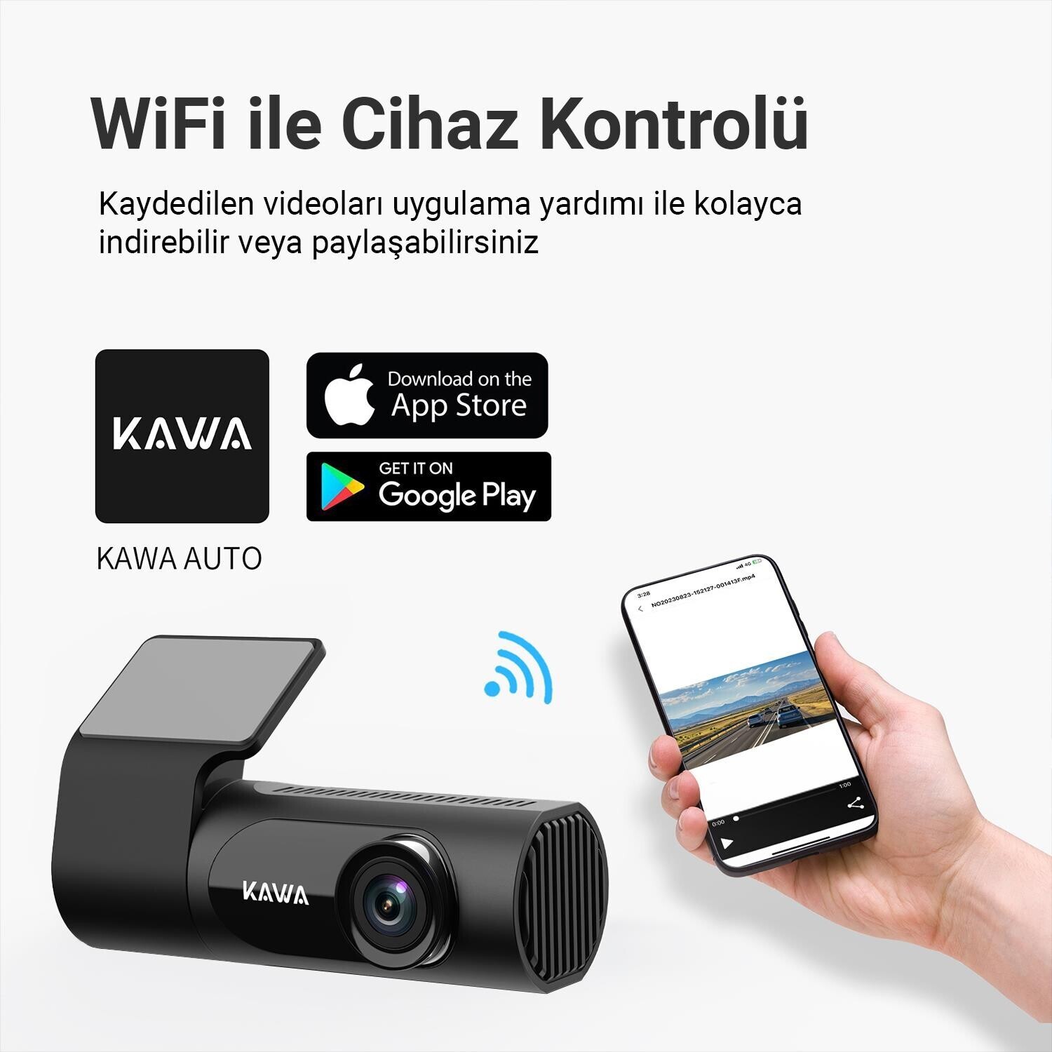 Kawa D6 3K 1620P WDR WiFi 145° Geniş Açı Lens Araç Kamerası + 32GB
