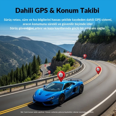 Kawa D7 2 Kameralı Ön ve Arka 4K+1080P HDR Wi-Fi 6 ve GPS'li Araç Kamerası + 64GB Hafıza Kartı - 9