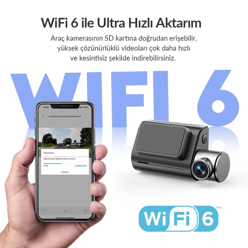 Kawa D7 2 Kameralı Ön ve Arka 4K+1080P HDR Wi-Fi 6 ve GPS'li Araç Kamerası + 64GB Hafıza Kartı - 8