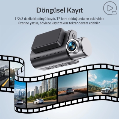 Kawa D7 2 Kameralı Ön ve Arka 4K+1080P HDR Wi-Fi 6 ve GPS'li Araç Kamerası + 64GB Hafıza Kartı - 6