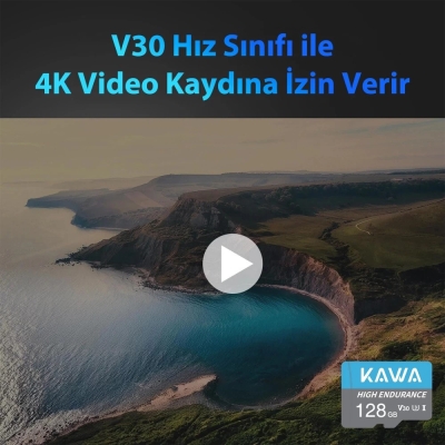 Kawa High Endurance U3 V30 100MB/s Okuma 40MB/s Yazma 128GB Micro SD Hafıza Kartı - 2