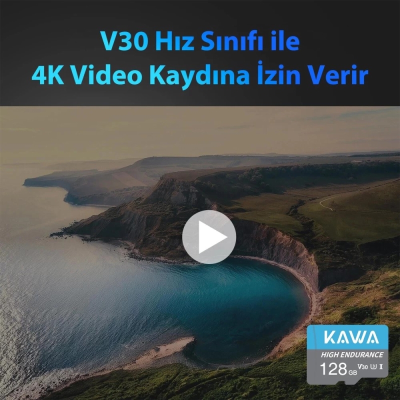 Kawa High Endurance U3 V30 100MB/s Okuma 40MB/s Yazma 128GB Micro SD Hafıza Kartı - 2