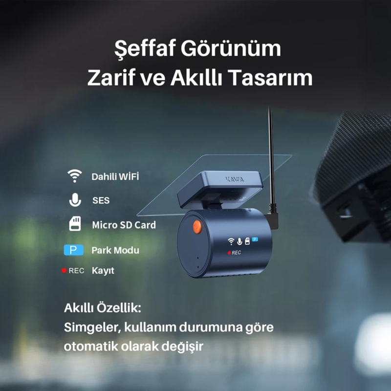 Kawa Mini 3 Pro Gen2 2K 1296P WDR 145° Geniş Açı Lens Araç Kamerası + 32GB Hafıza Kartı - 2