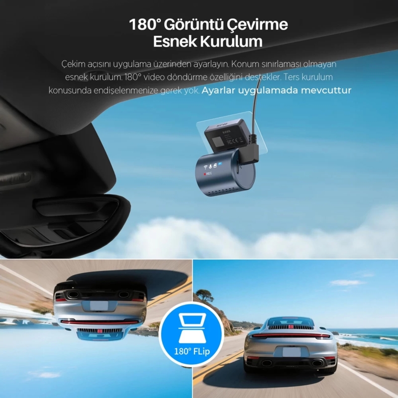 Kawa Mini 3 Pro Gen2 2K 1296P WDR 145° Geniş Açı Lens Araç Kamerası + 32GB Hafıza Kartı - 5