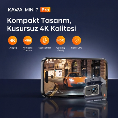 Kawa Mini 7 Pro 4K Ultra HD HDR Wi-Fi 6 GPS'li Araç Kamerası - 2