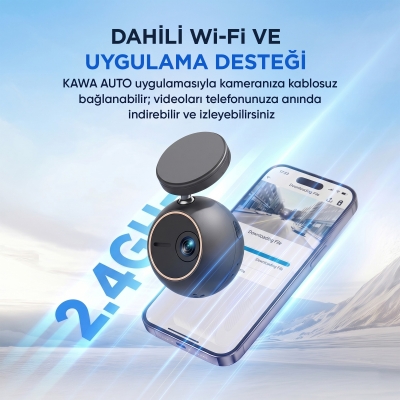 Kawa Mini ORB 2K QHD 360° Döndürülebilir Wi-Fi Gece Görüşlü Araç Kamerası - 6