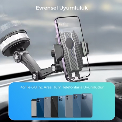 KingMa 360° Dönebilen Vakumlu Torpido ve Cam için Araç Içi Telefon Tutucu - 5