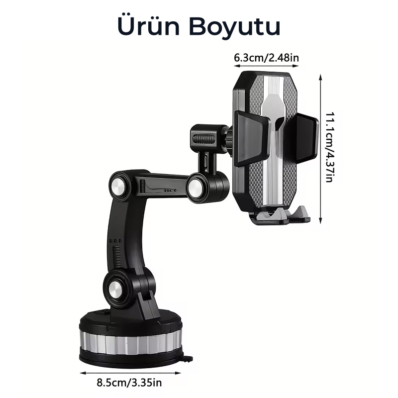 KingMa 360° Dönebilen Vakumlu Torpido ve Cam için Araç Içi Telefon Tutucu - 9