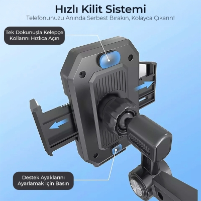 KingMa 360° Dönebilen Vakumlu Torpido ve Cam için Araç Içi Telefon Tutucu - 8