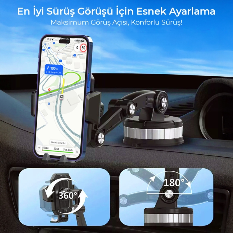 KingMa 360° Dönebilen Vakumlu Torpido ve Cam için Araç Içi Telefon Tutucu - 4