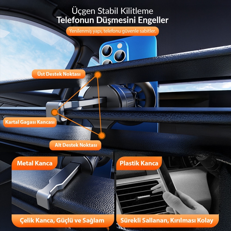 KingMa MagSafe Uyumlu Manyetik Araç içi Telefon Tutucu - 7