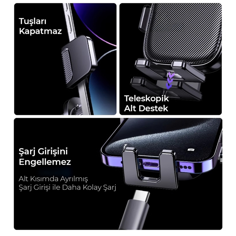 KingMa Metal Kancalı Havalandırma Destekli Araç içi Telefon Tutucu - 3