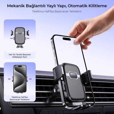 KingMa Metal Kancalı Havalandırma Destekli Araç içi Telefon Tutucu - 5