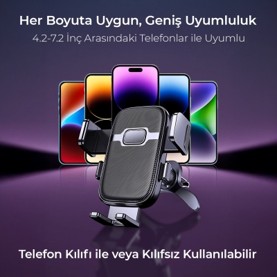 KingMa Metal Kancalı Havalandırma Destekli Araç içi Telefon Tutucu - 7