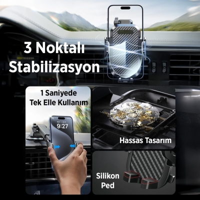 KingMa Vantuzlu Uzayan Cam ve Torpido için Ayarlanabilir Araç içi Telefon Tutucu - 4