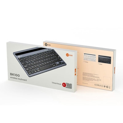 Lecoo BK100 Kablosuz Bluetooth Çoklu Cihaz ile Uyumlu Şarj Edilebilir,Telefon/Tablet Tutucu QWERTY Türkçe Q Klavye Beyaz - 7