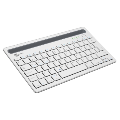 Lecoo BK100 Kablosuz Bluetooth Çoklu Cihaz ile Uyumlu Şarj Edilebilir,Telefon/Tablet Tutucu QWERTY Türkçe Q Klavye Beyaz - 6