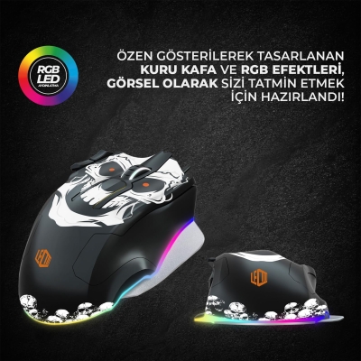 Lecoo MG1102 Kablolu RGB LED Aydınlatmalı 8200DPI 10 Makro Tuşlu Win Mac Uyumlu Gaming Mouse ve Mousepad Siyah - 3
