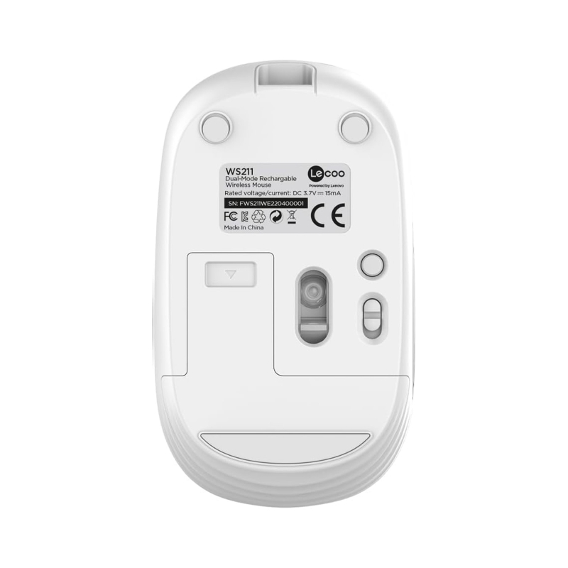 Lecoo WS211 1600DPI Dual Mod Bluetooth ve Kablosuz Şarj Edilebilir Optik Mouse Beyaz - 7