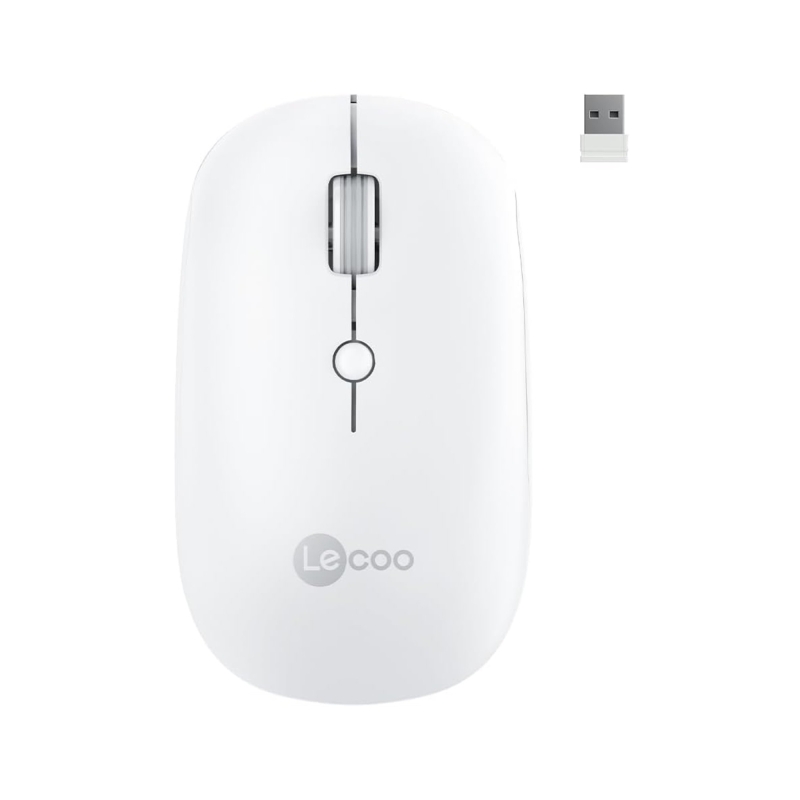 Lecoo WS211 Dual-Mode Bluetooth ve 2.4GHz WiFi 1600DPI 6 Tuşlu Şarjlı Sessiz Kompakt Kablosuz Optik Mouse Beyaz - 1