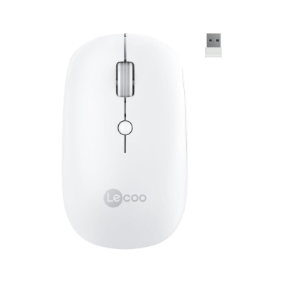 Lecoo WS211 Dual-Mode Bluetooth ve 2.4GHz WiFi 1600DPI 6 Tuşlu Şarjlı Sessiz Kompakt Kablosuz Optik Mouse Beyaz - LeCoo