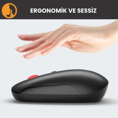 Lecoo WS211 Dual-Mode Bluetooth ve 2.4GHz WiFi 1600DPI 6 Tuşlu Şarjlı Sessiz Kompakt Kablosuz Optik Mouse Siyah - 4