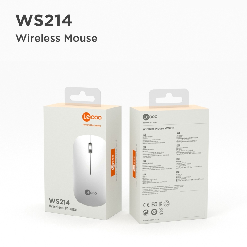 Lecoo WS214 Kablosuz 1200DPI 3 Tuşlu Sessiz, Sağ ve Sol Elle Kullanıma Uygun Optik Mouse Beyaz - 7