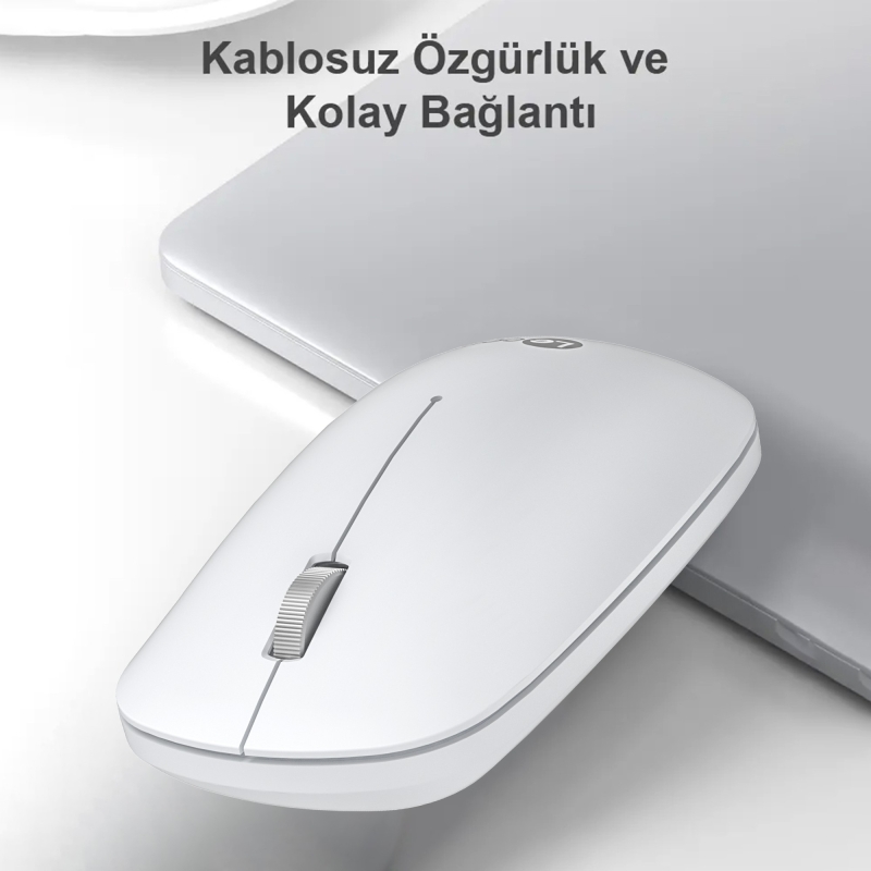 Lecoo WS214 Kablosuz 1200DPI 3 Tuşlu Sessiz, Sağ ve Sol Elle Kullanıma Uygun Optik Mouse Beyaz - 2