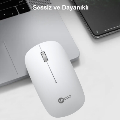 Lecoo WS214 Kablosuz 1200DPI 3 Tuşlu Sessiz, Sağ ve Sol Elle Kullanıma Uygun Optik Mouse Beyaz - 3