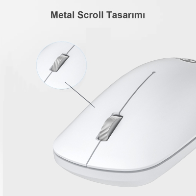 Lecoo WS214 Kablosuz 1200DPI 3 Tuşlu Sessiz, Sağ ve Sol Elle Kullanıma Uygun Optik Mouse Beyaz - 4