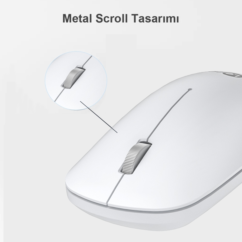 Lecoo WS214 Kablosuz 1200DPI 3 Tuşlu Sessiz, Sağ ve Sol Elle Kullanıma Uygun Optik Mouse Beyaz - 4