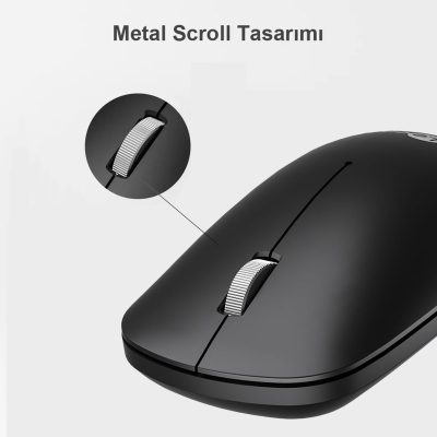 Lecoo WS214 Kablosuz 1200DPI 3 Tuşlu Sessiz, Sağ ve Sol Elle Kullanıma Uygun Optik Mouse Siyah - 4