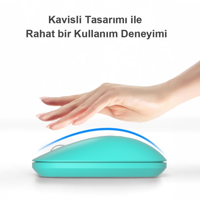 Lecoo WS214 Kablosuz 1200DPI 3 Tuşlu Sessiz, Sağ ve Sol Elle Kullanıma Uygun Optik Mouse Turkuaz - 5