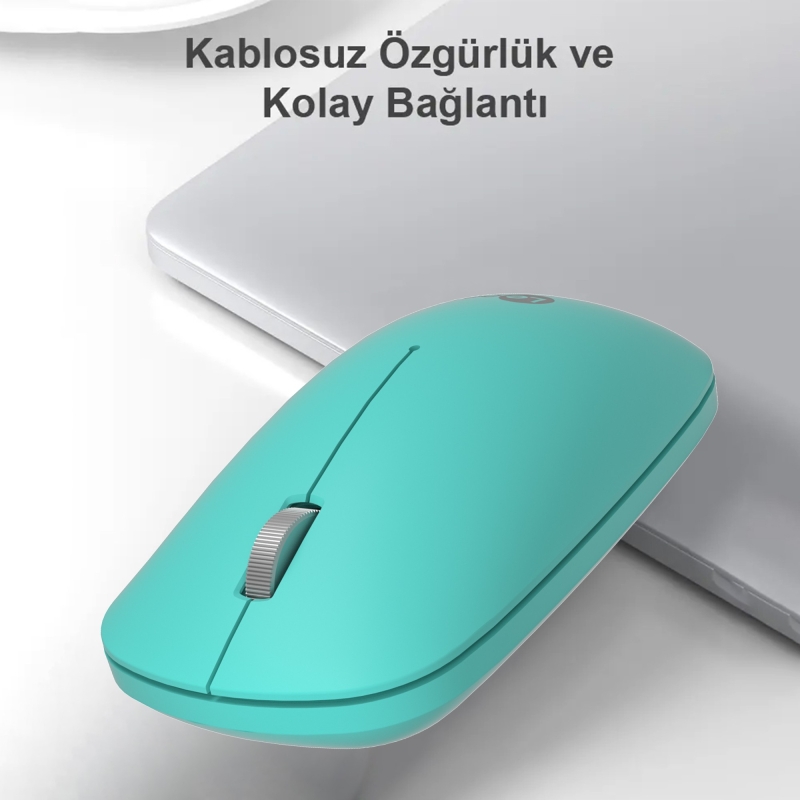 Lecoo WS214 Kablosuz 1200DPI 3 Tuşlu Sessiz, Sağ ve Sol Elle Kullanıma Uygun Optik Mouse Turkuaz - 2