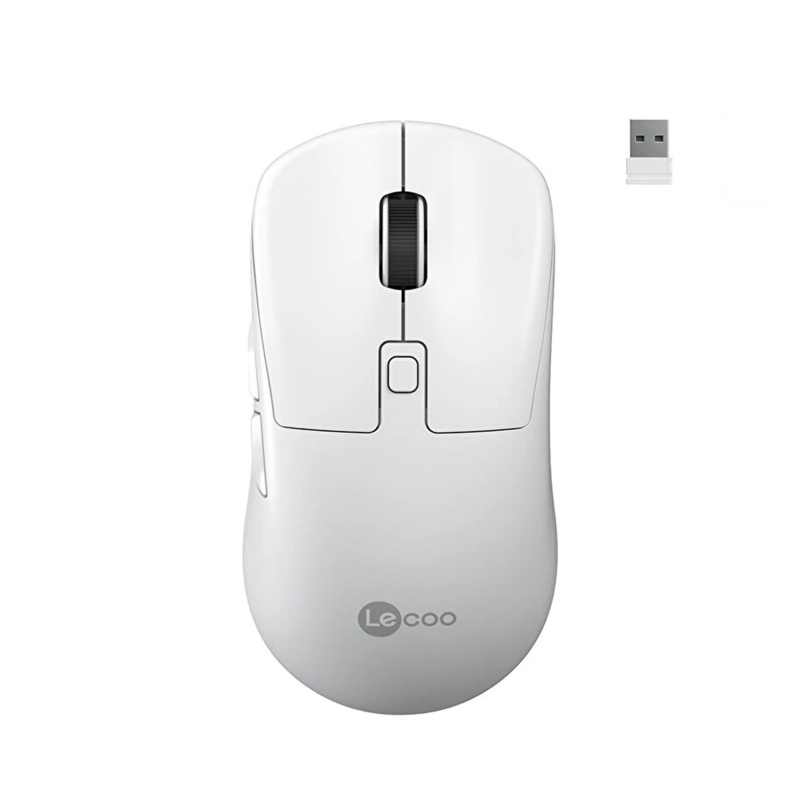 Lecoo WS216 Dual-Mode Bluetooth ve Kablosuz 2.4 GHz 1600DPI 7 Tuşlu Sessiz Optik Kablosuz Mouse Beyaz - 1
