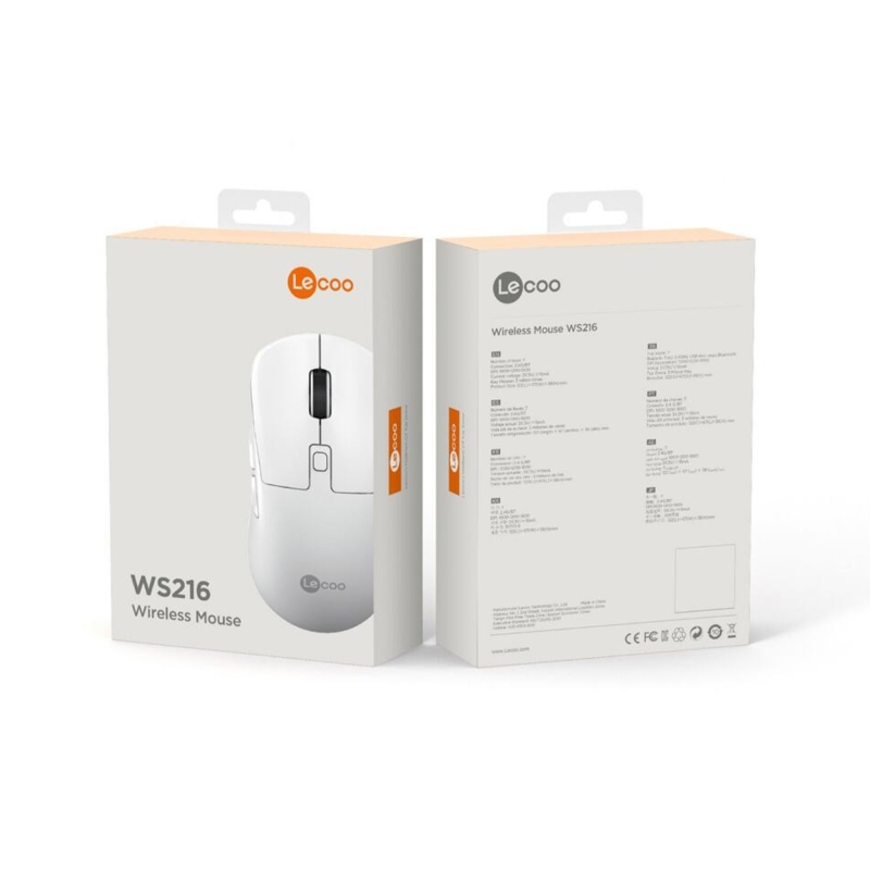 Lecoo WS216 Dual-Mode Bluetooth ve Kablosuz 2.4 GHz 1600DPI 7 Tuşlu Sessiz Optik Kablosuz Mouse Siyah - 8
