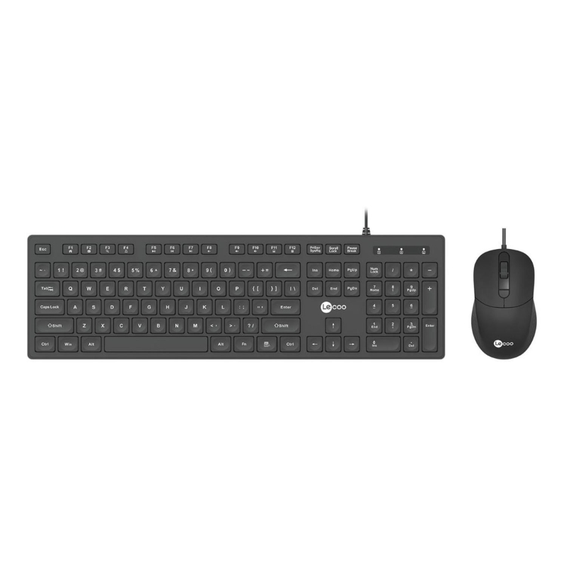 Lecoo CM102 USB Kablolu Türkçe Q Klavye & 2400DPI Optik Mouse Seti Siyah - 1