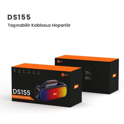 Lecoo DS155 30W Kablosuz Bluetooth 5.0 RGB Aydınlatmalı IPX5 Suya Dayanıklı TWS Stereo Taşınabilir Hoparlör Siyah - 8
