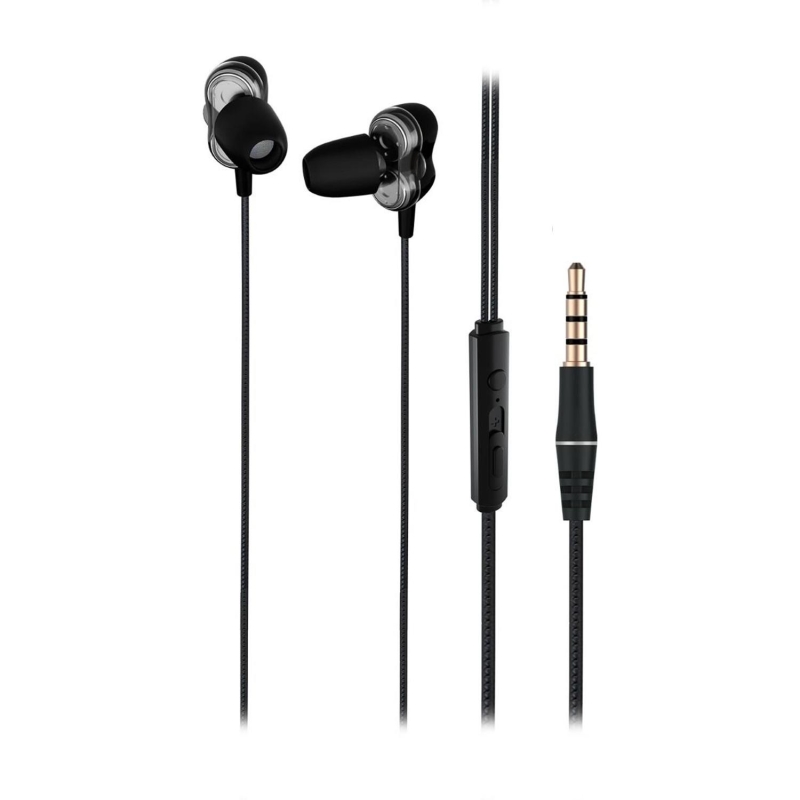 Lecoo EH102 3.5mm Jack Kablolu Kulak İçi Mikrofonlu Dual Driver Kulaklık Siyah - 4