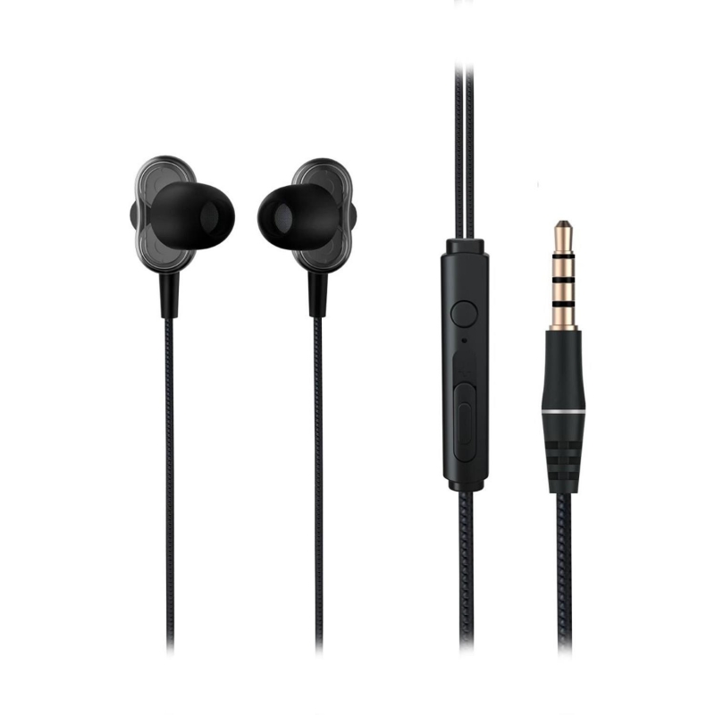 Lecoo EH102 3.5mm Jack Kablolu Kulak İçi Mikrofonlu Dual Driver Kulaklık Siyah - 2