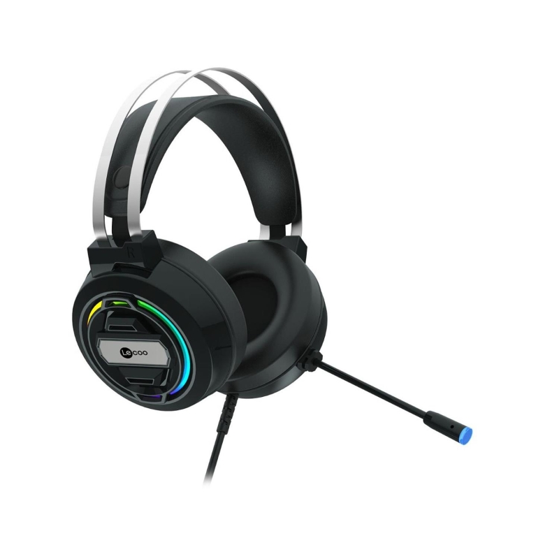 Lecoo HT401 Kablolu USB 2.0 RGB LED Aydınlatmalı Mikrofonlu Kulak Üstü Gaming Kulaklık Siyah - 4
