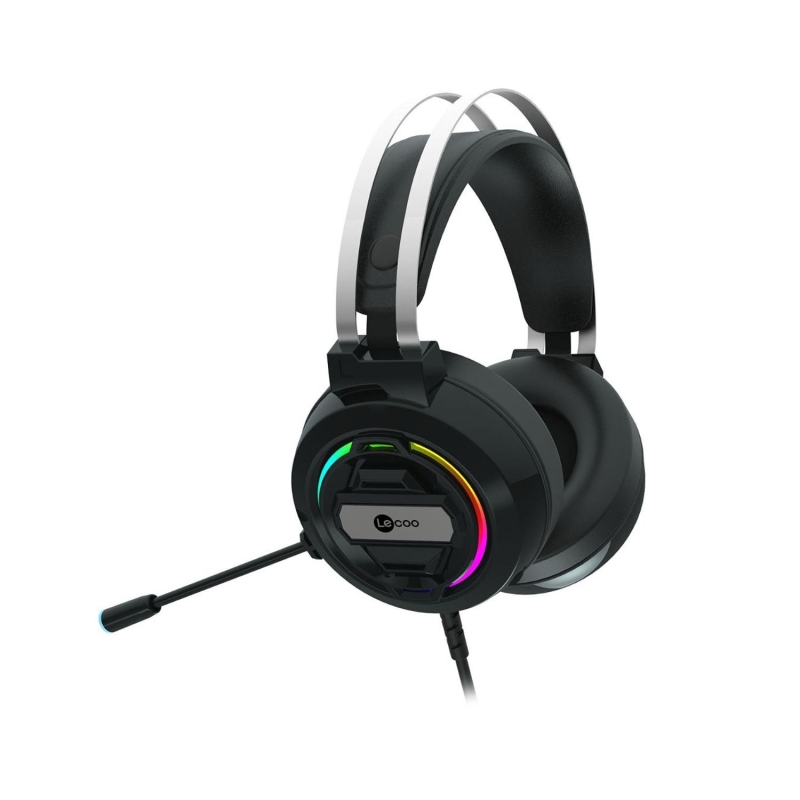Lecoo HT401 Kablolu USB 2.0 RGB LED Aydınlatmalı Mikrofonlu Kulak Üstü Gaming Kulaklık Siyah - 1